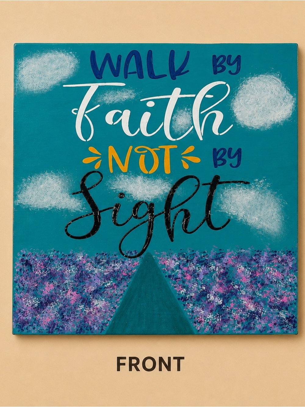 Inspirational 'Walk by Faith Not by Sight' Teal Wall Art